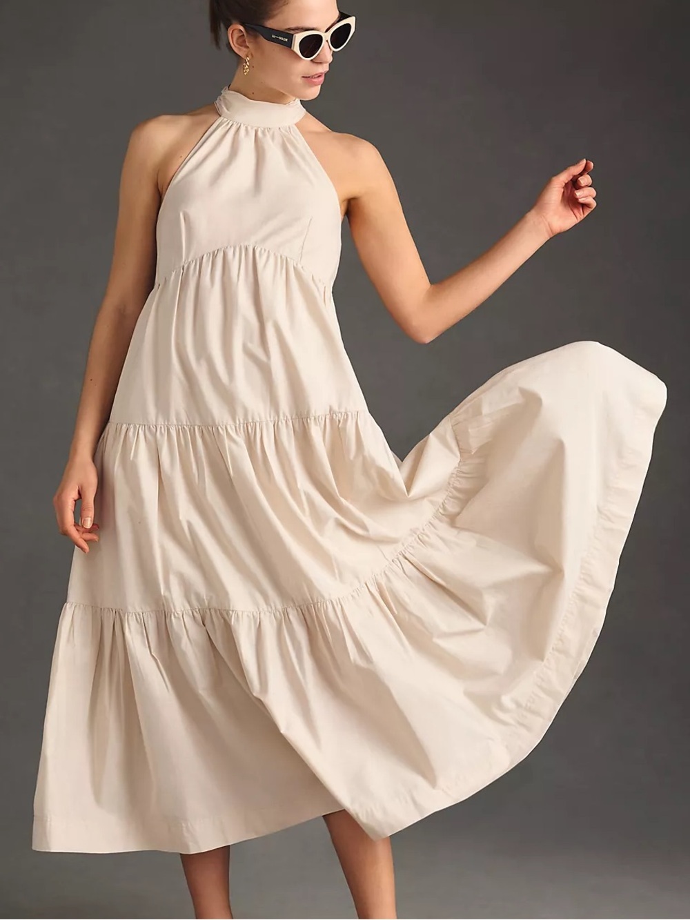 Anthropologie Maeve Tiered Halter Midi Dress - size XS